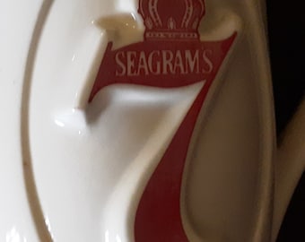 Vintage Seagram 7 Ceramic Wine Pitcher with 7 bamboo