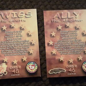 Collectible Ty Beanies Babies Cards &quot;Twigs & Ally&quot;