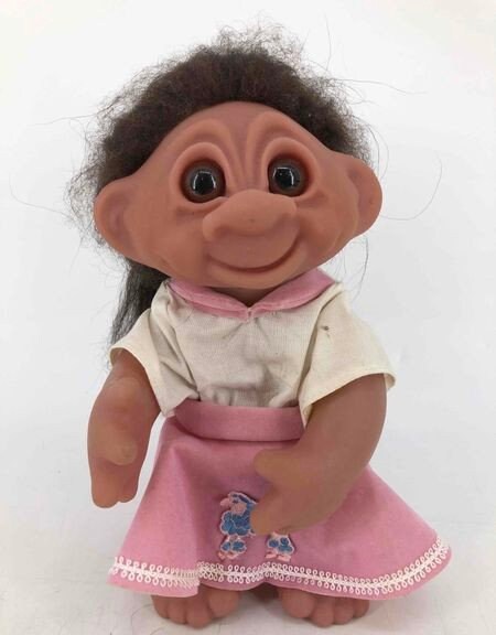 Vintage Troll Figur mit Pudelrock aus den 50er Jahren