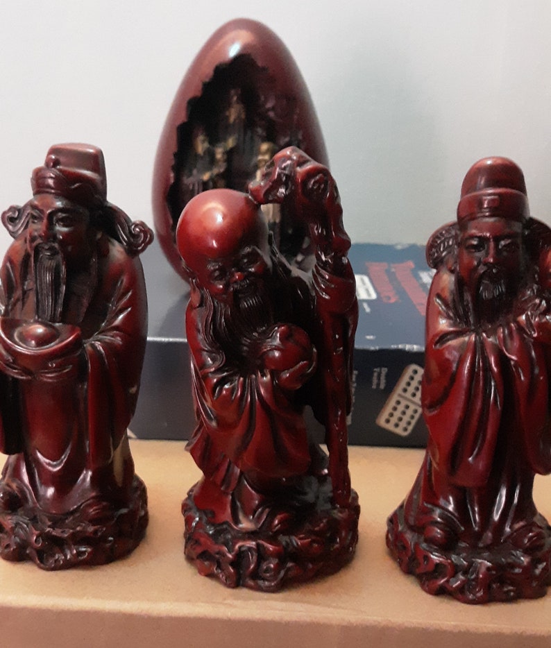 Collectible Feng Shui Chinese Wise Monks Craved Inside an Egg and Three ...