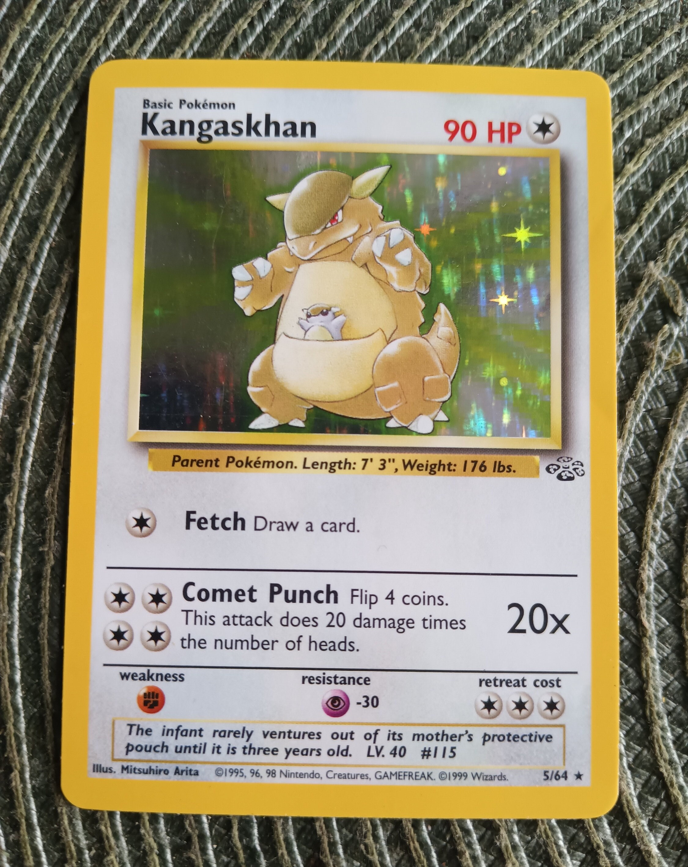 kangaskhan 1995 pokemon card 1997 Pokemon Japanese Jungle 115 Kangaskhan-holo PSA 8