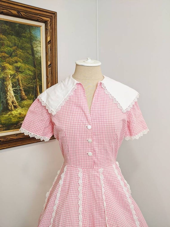 Pink Gingham 1950s vintage summer and spring Easte