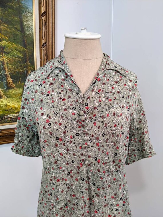 Vintage 1920s 1930s Day Dress, Springtime Green wi