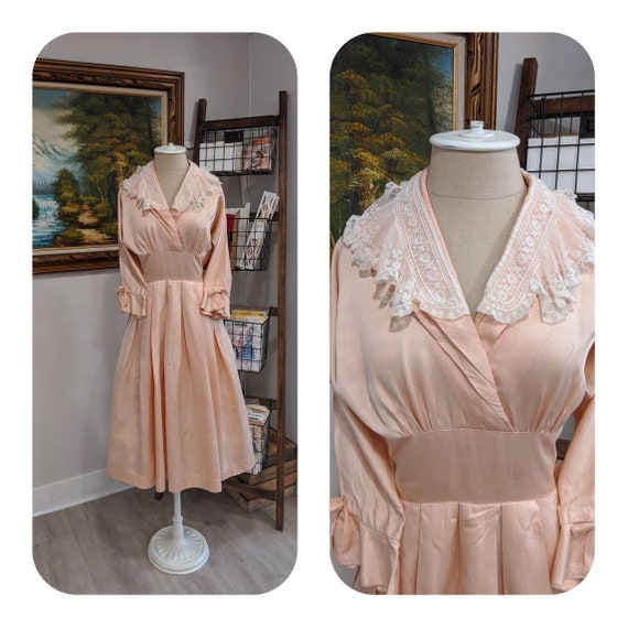 Vintage 1930s 1940s or 1950s blush Pink peach silk