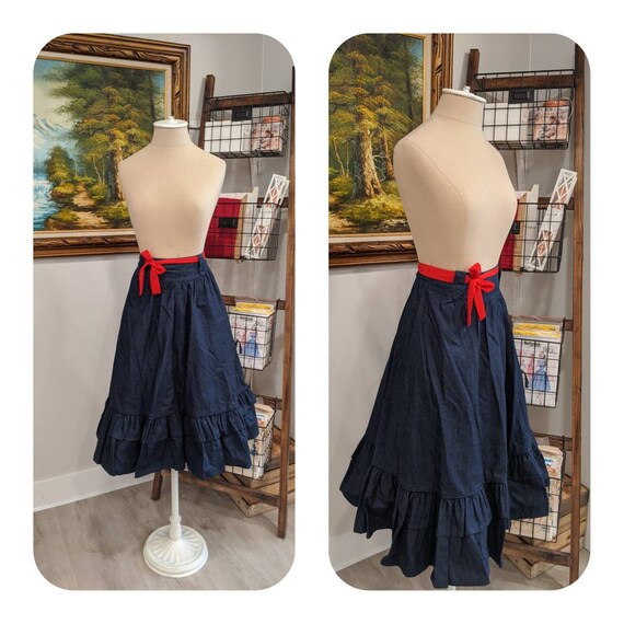 Vintage 1950s Western Prairie denim blue circle sk