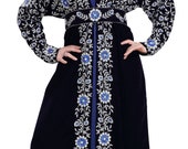 New Moroccan Kaftan Caftans Wedding Gown Velvet Full Sleeve Hand Zari Work Takshita Var Arabic Islamic Royal Embroidery Party Wear Dress