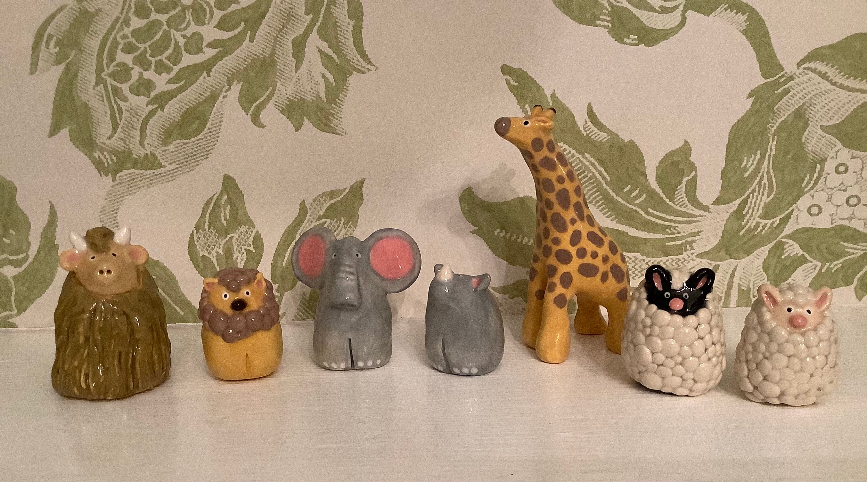 Ceramic Safari Animals Miniature Wild Animals Rhinoceros Etsy Ireland