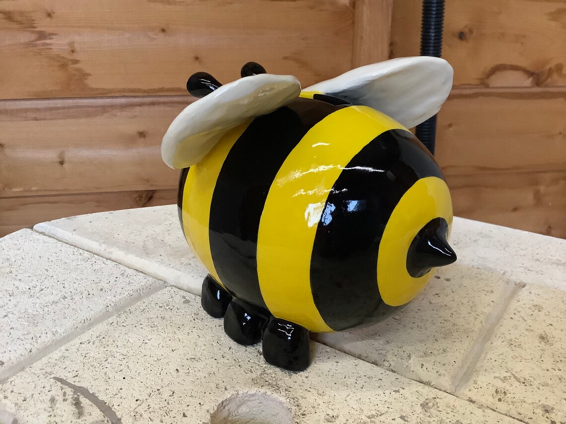 Bee money box ceramic piggy bank childrens savings pot Etsy