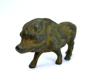 Ancient Hunting Wild Boar Bronze Roman Statuette