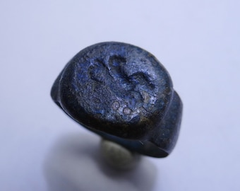 Griechische Antike Bronze Ring Mythologisch See Pegasus 4/5 AD
