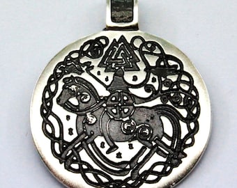 ODIN auf Sleipnir Scandinavian,  Germanic pantheon amulet pendant