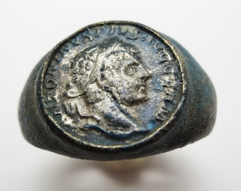 Antike Antoninus Pius Durchschn. Germ Roman Kaiser Bronze und Silber Ring 2/4 AD