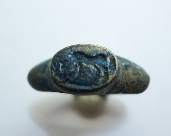 Römische Bronze Ring mit Pferd 5/6 AD