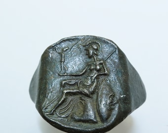 Siegesgöttin Römisches Reich Antike Silber Ring 3/5 AD