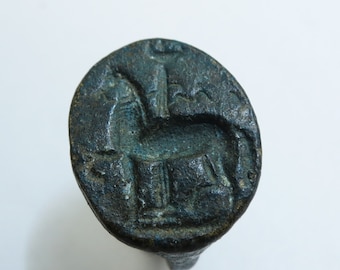 König Makedonische Pferd Antike Bronze Ring 3/4 AD