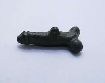Antike römische Bronze Phallus Anhänger Amulett Fruchtbarkeit 3/6 AD