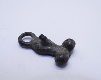 Antike römische Bronze Phallus Anhänger Amulett Fruchtbarkeit 3/6 AD