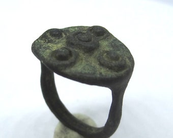 Medieval Small Bronze ring Gambling Five