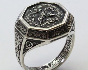 Saint George 925 Silver Religious Christian Ring