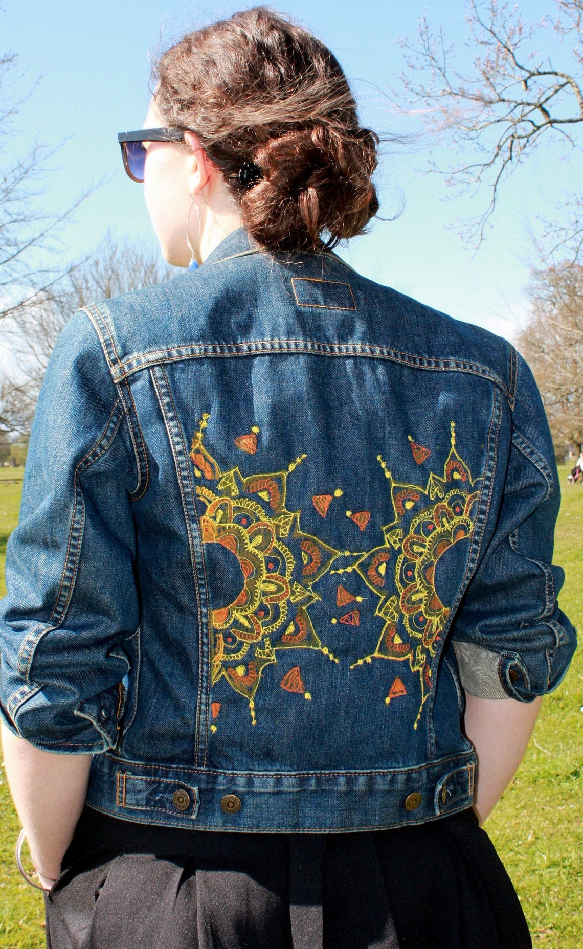 Vintage machine embroidered Levi's Denim Jacket | Etsy