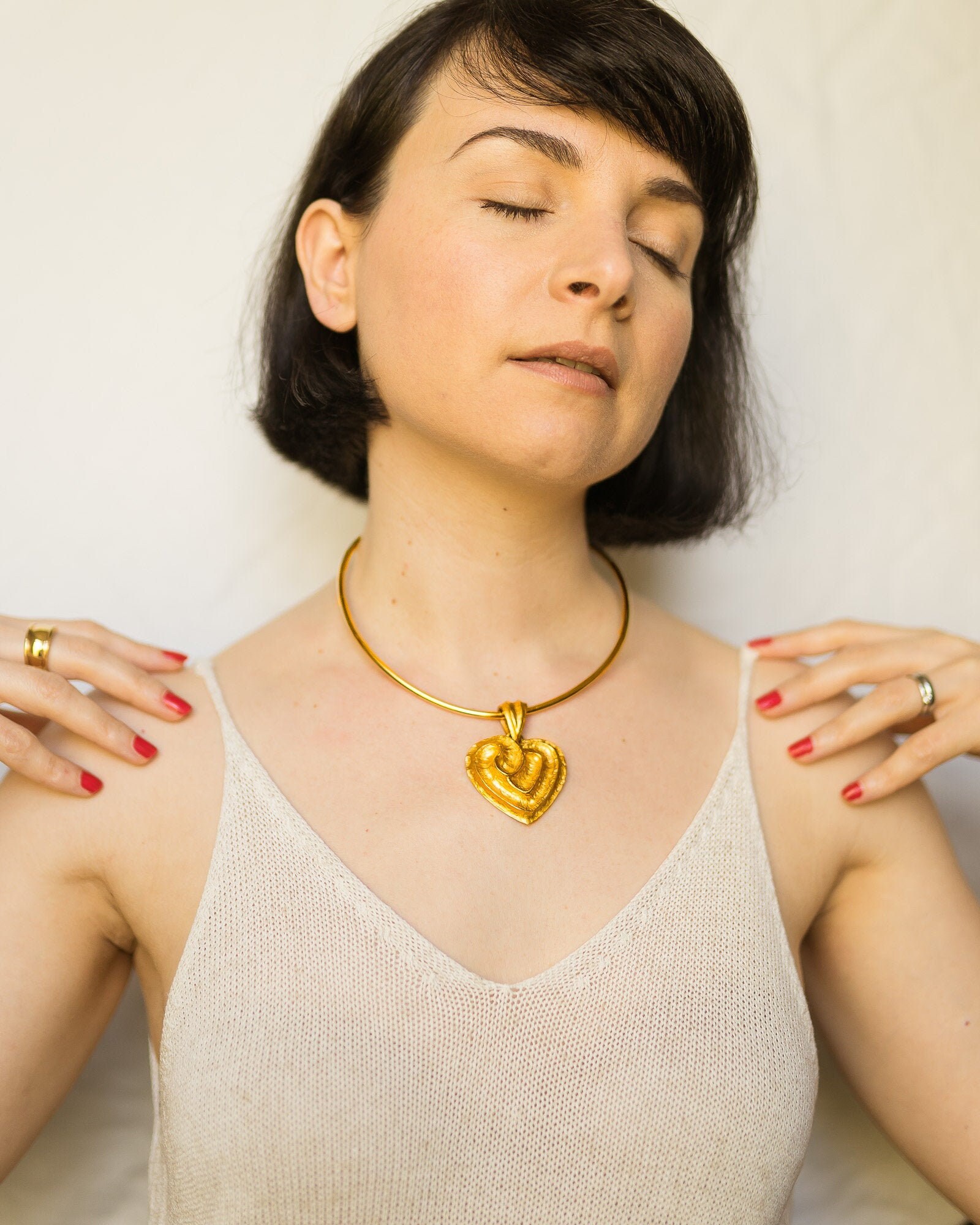 Vintage YSL Gold Heart Necklace Yves 
