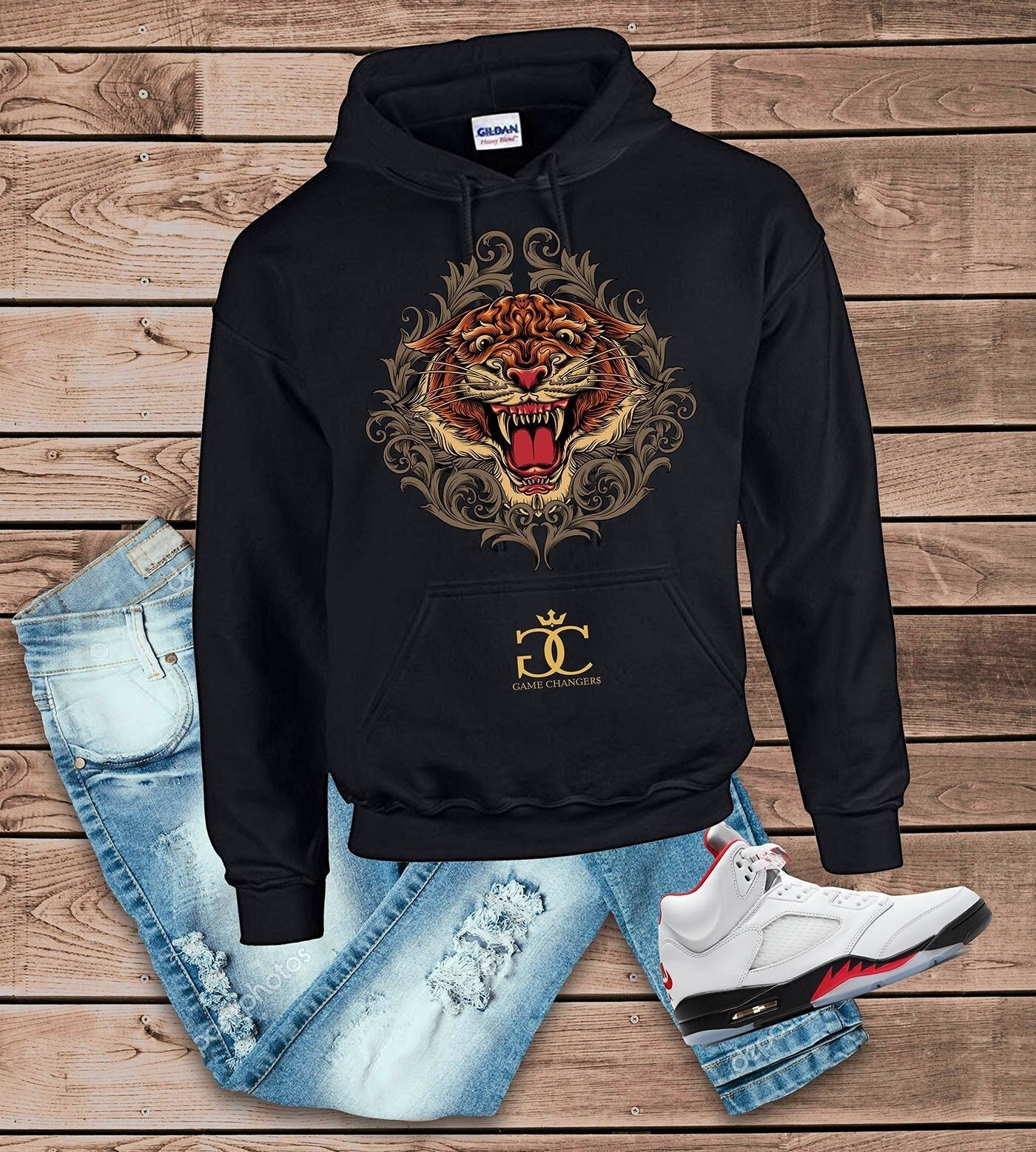 XXMGUCCI Mens Hoodies Sweatshirts Men Tiger Head Embroidery