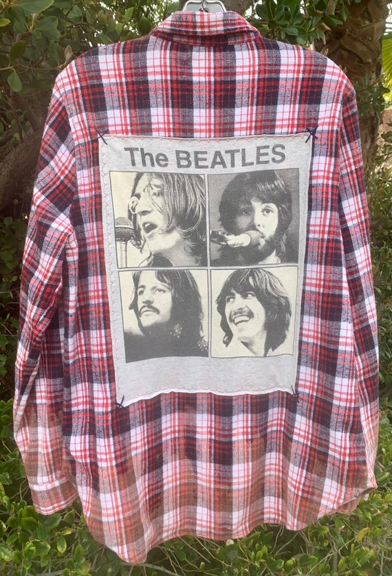 beatles dress shirt The Beatles Drum and Apples Unisex Casual Shirt