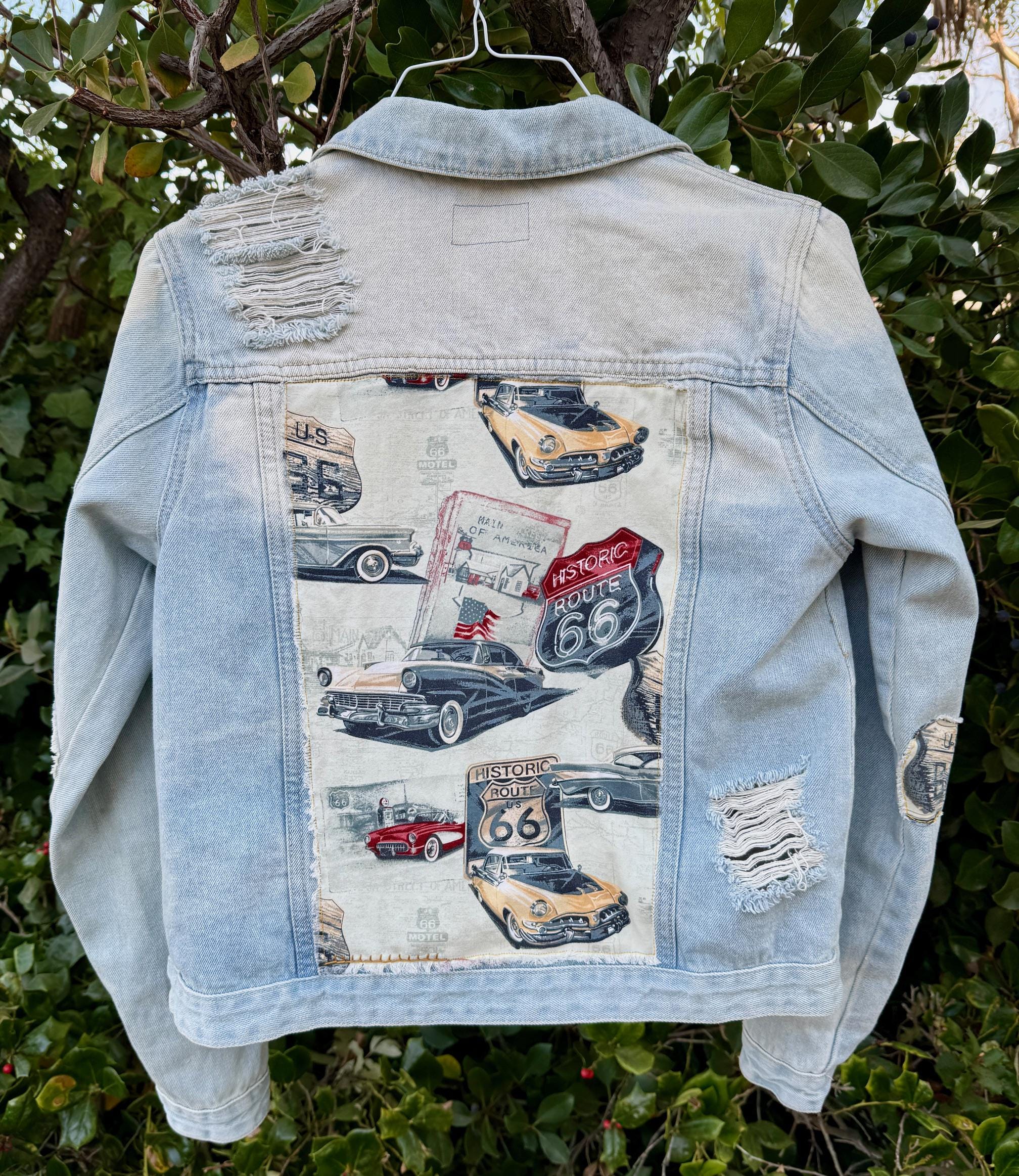 EMBROIDERED US ROUTE 66 GOLD IRON/SEW ON RACING MOTORCYCLE BIKER JACKET BADGE