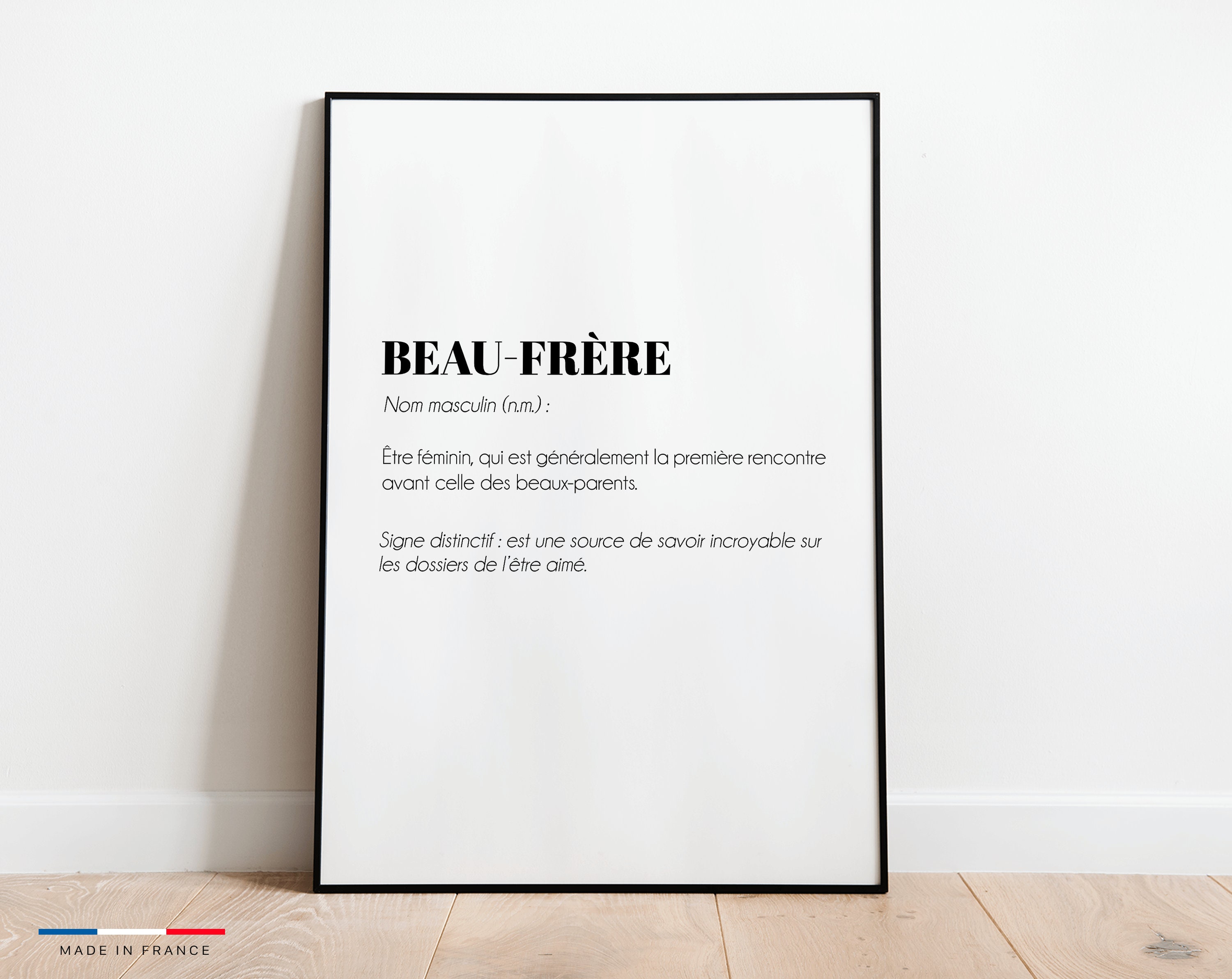 Affiche Définition Beau-Frère - Poster Idéale Pour Offrir en Cadeau de Noël