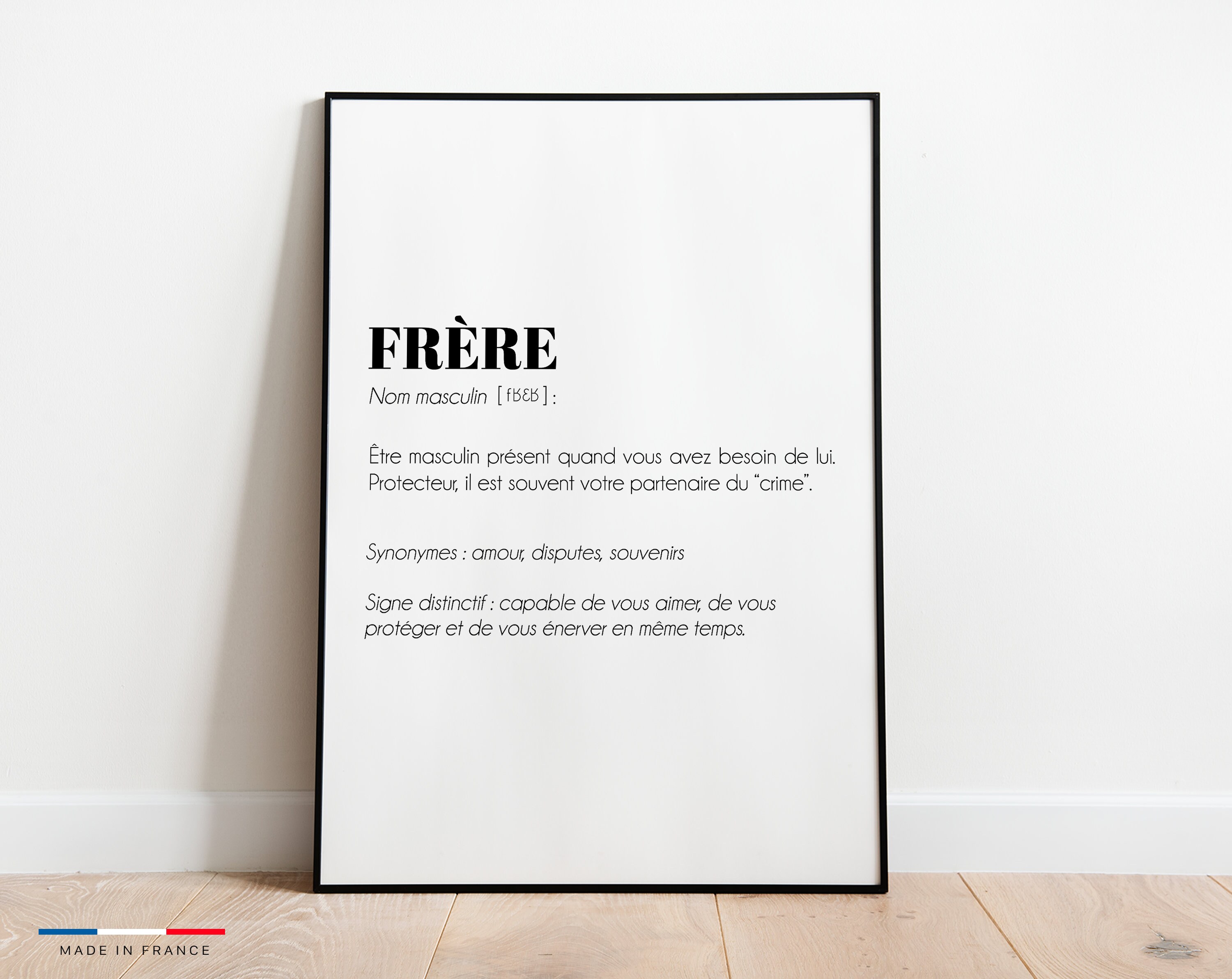 Définition Frère - Affiche Idéale Pour Offrir Un Cadeau.