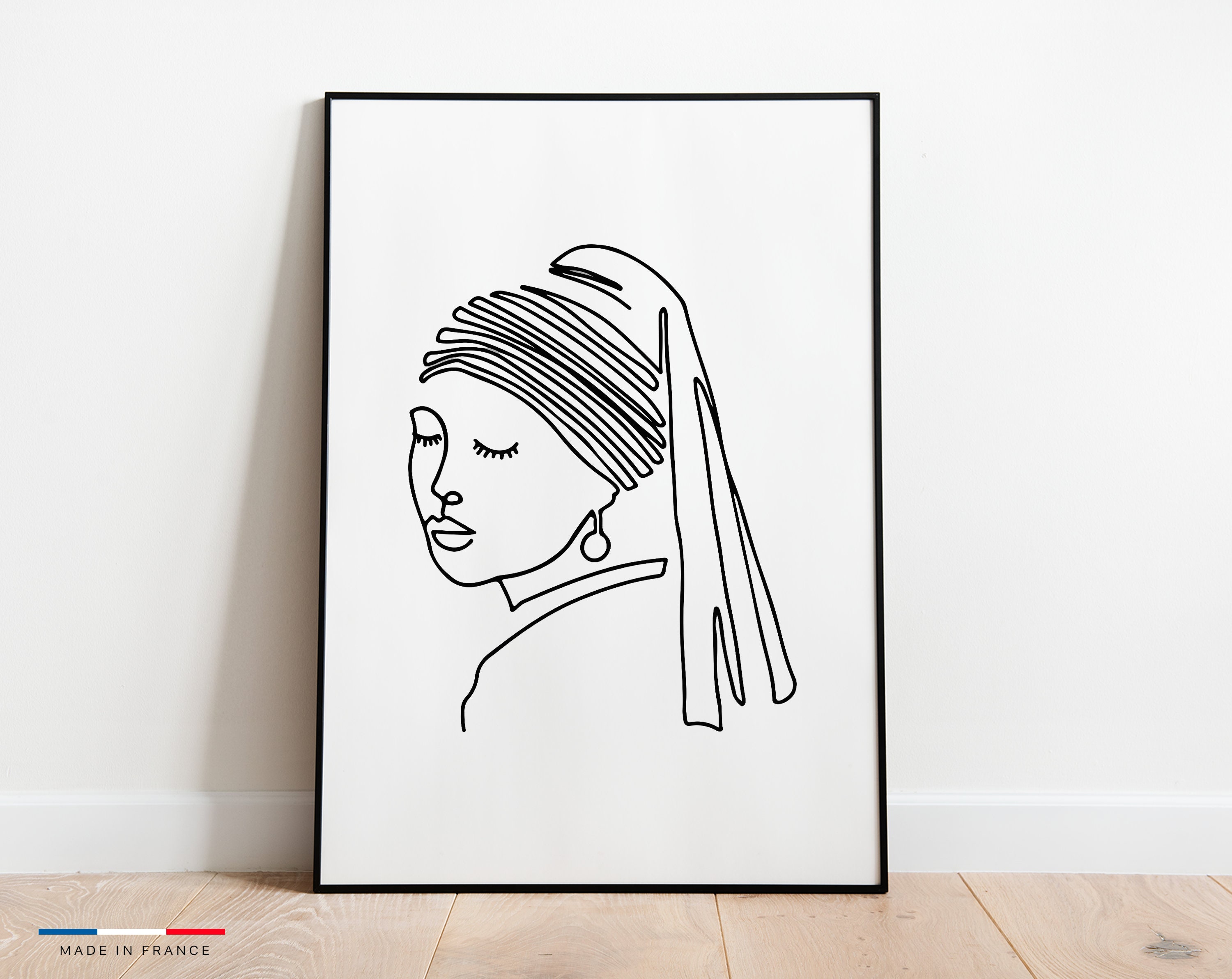 La Jeune Fille à La Perle - Affiche Minimaliste Made in France Inspiré de Johannes Vermeer