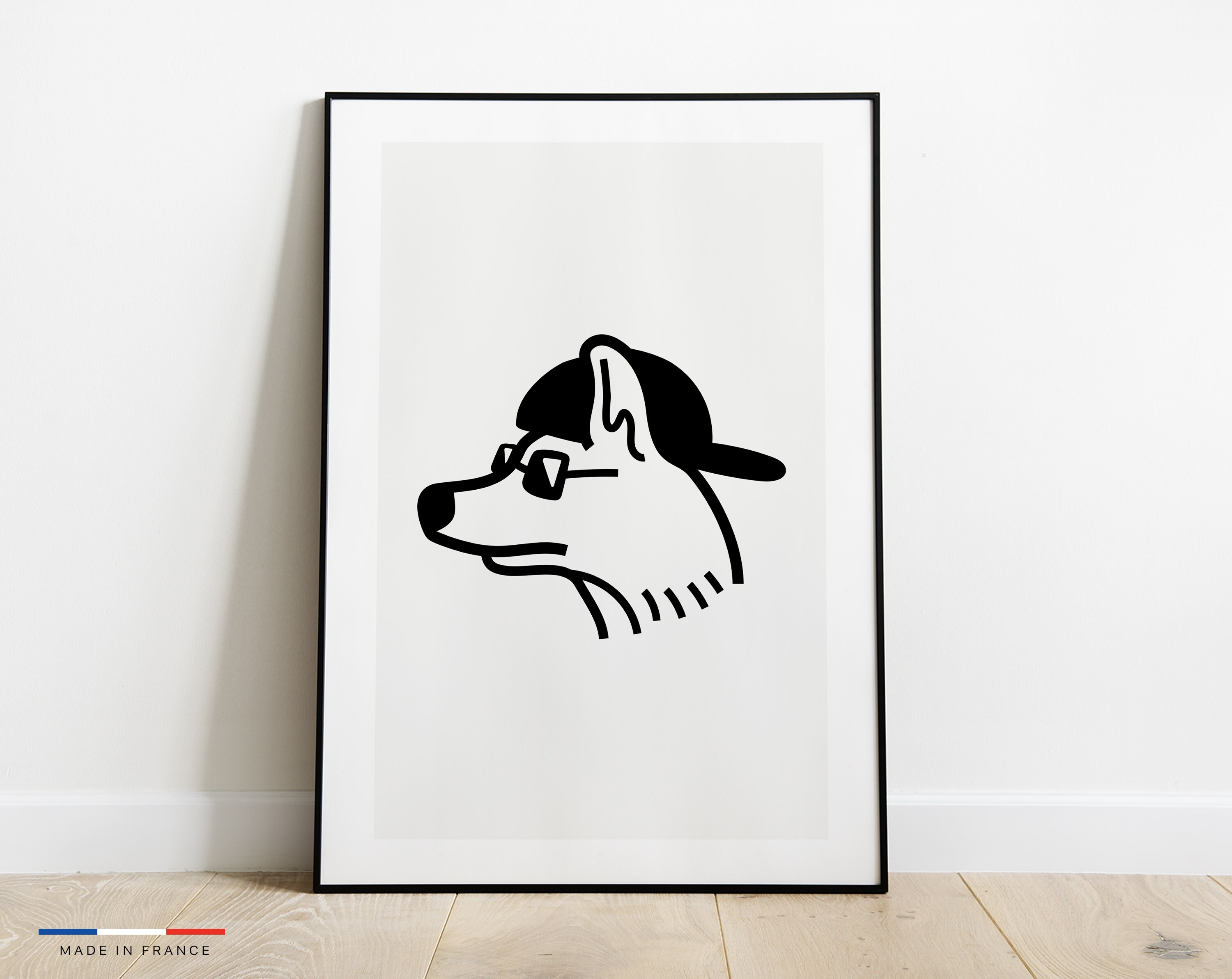 Affiche Illustration Chien - Poster Minimaliste Noir et Blanc