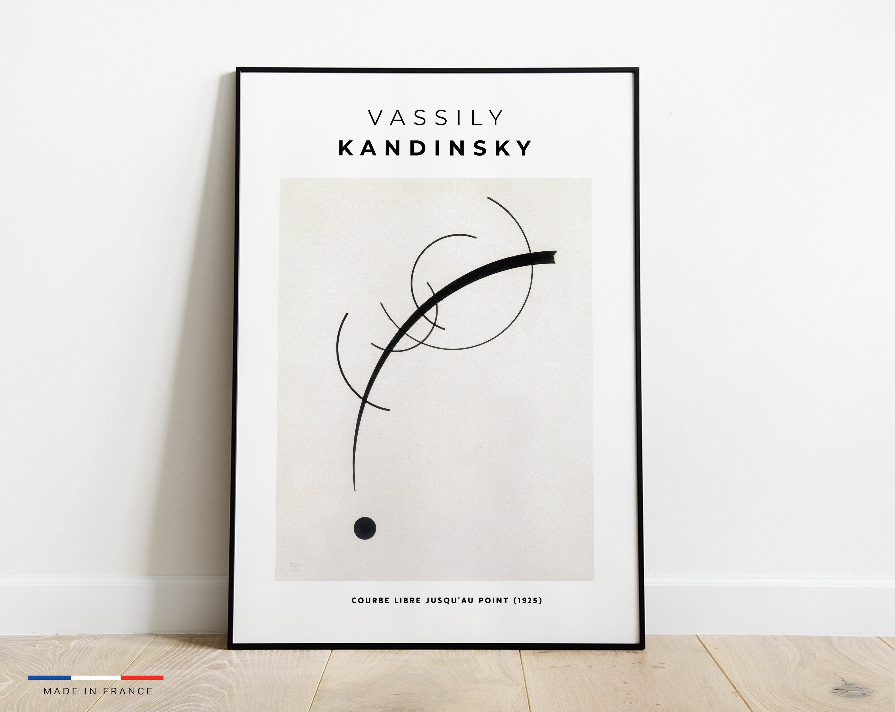 Affiche Courbe Libre Jusqu'au Point - Poster Kandinsky Noir et Blanc