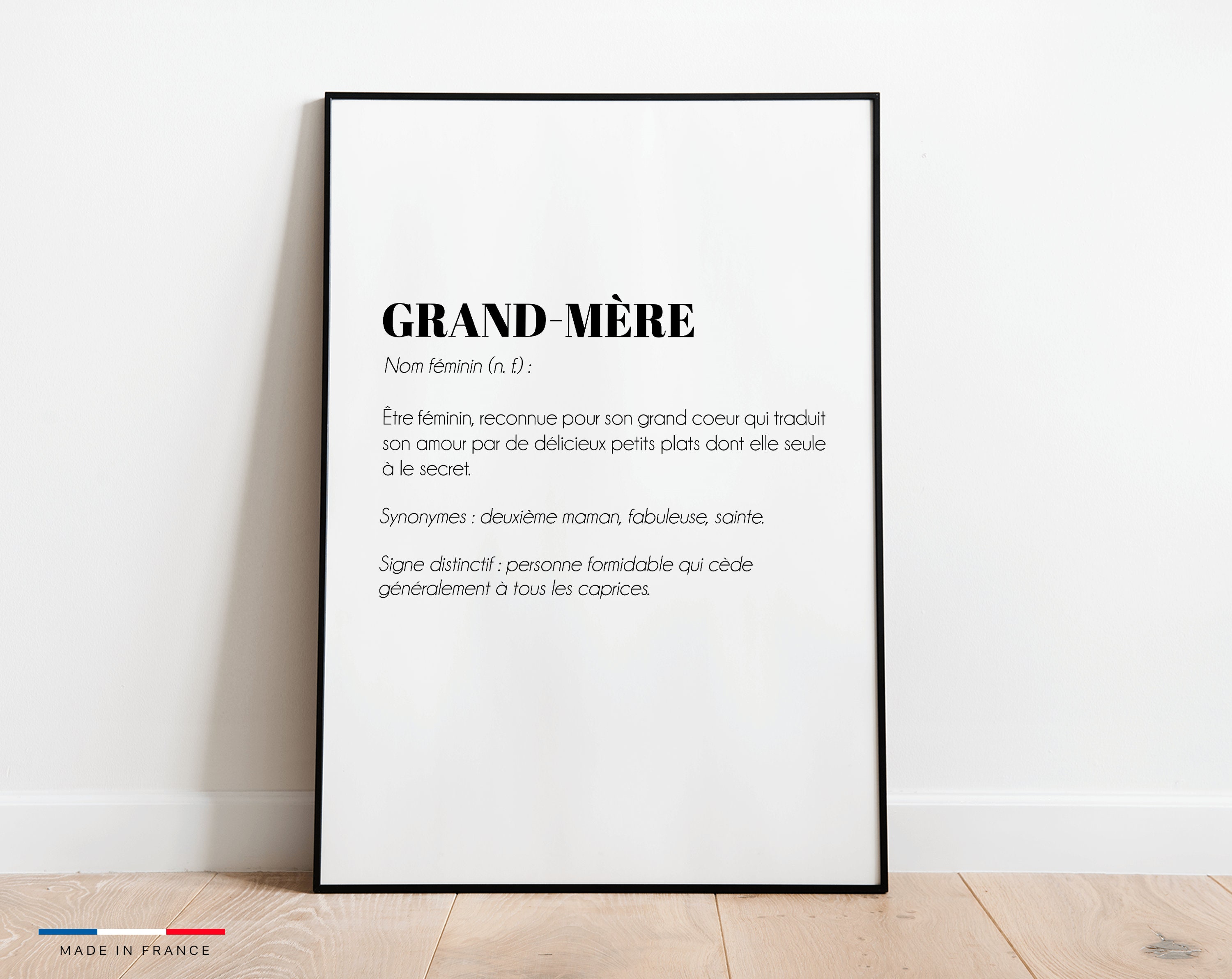 Affiche Définition Grand-Mère - Poster Idéale Pour Offrir en Cadeau de Noël à Une Mamie