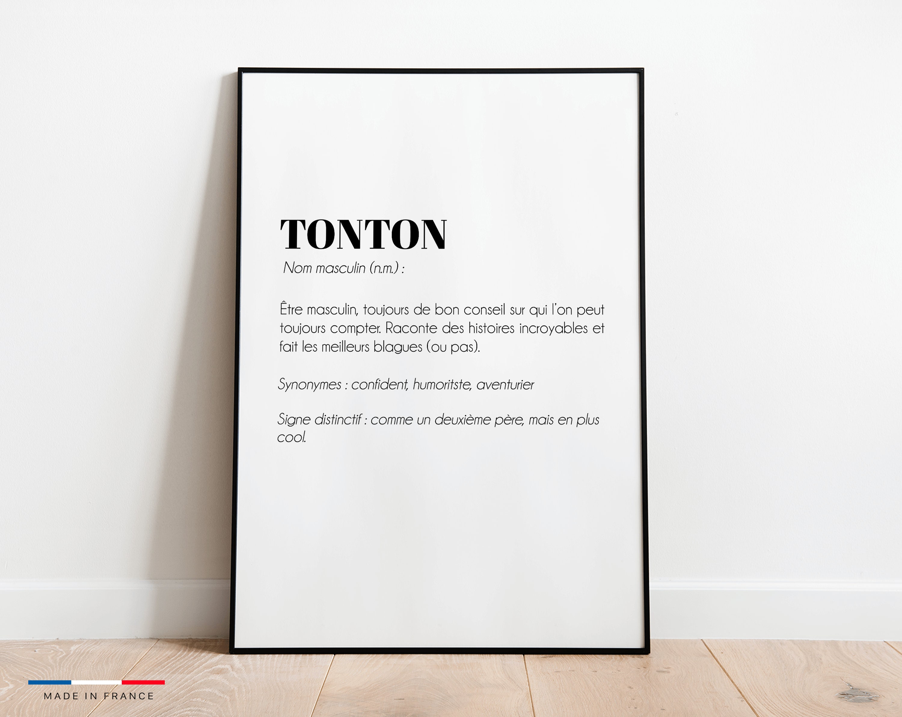 Affiche Définition Tonton - Poster Idéale Pour Offrir en Cadeau de Noël à Un Oncle