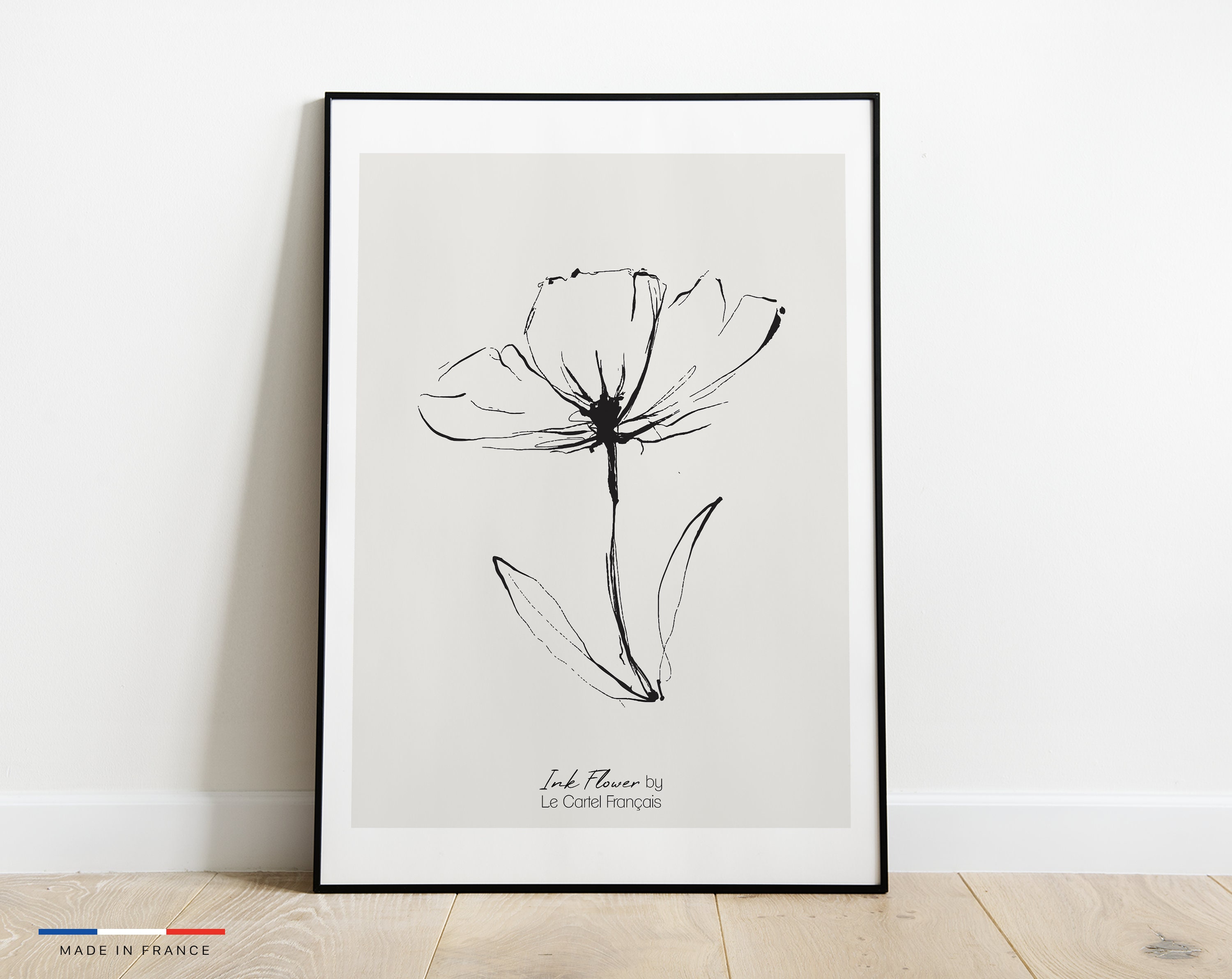 Ink Flower No.2 - Poster Fleur Dessin à L'encre Noire