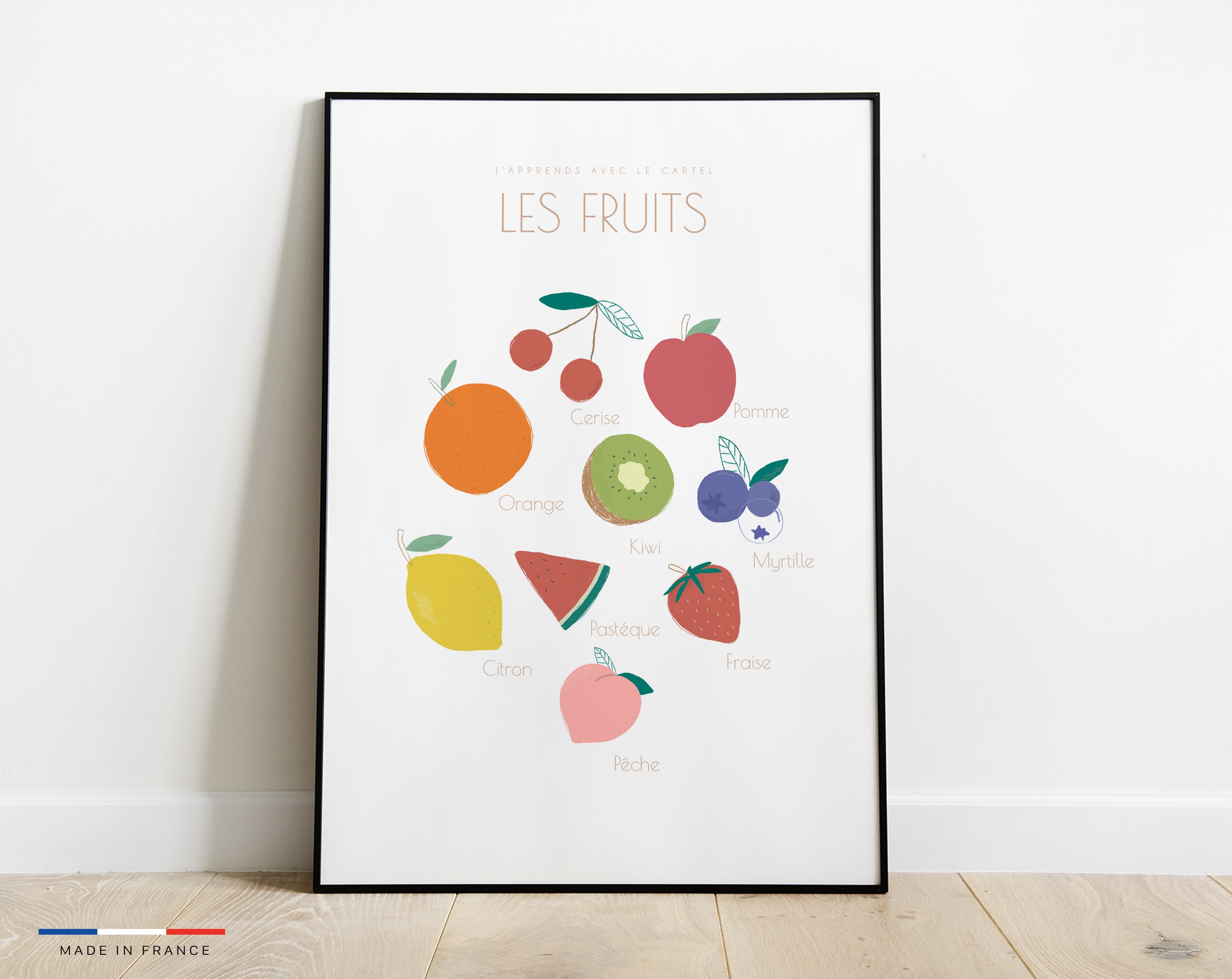 Affiche Enfant Pour Apprendre Les Fruits - Poster Chambre à Coucher