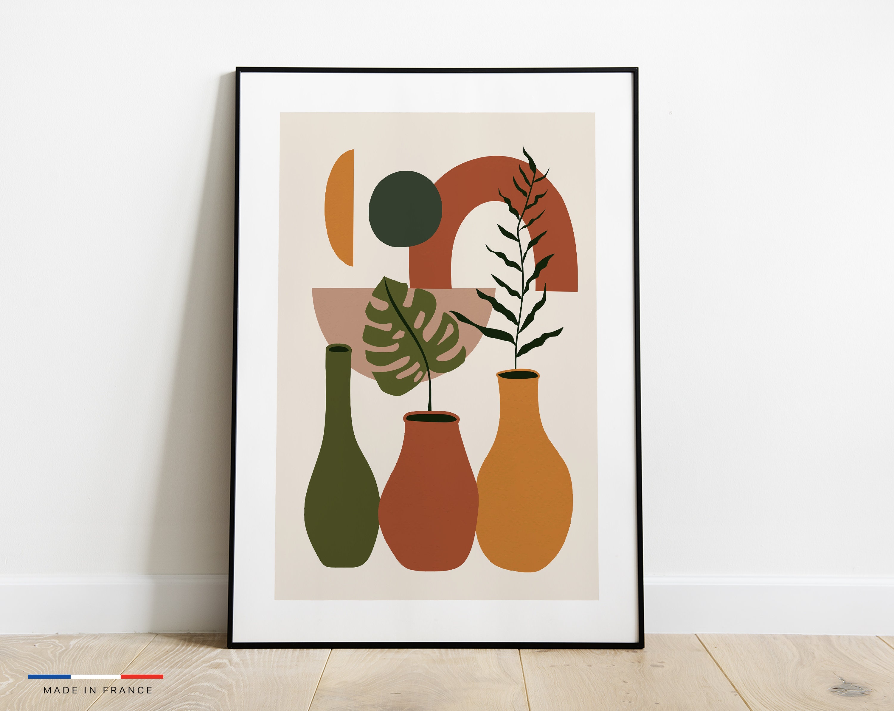 Affiche Plantes Abstraites - Poster Vases avec Formes Abstraites