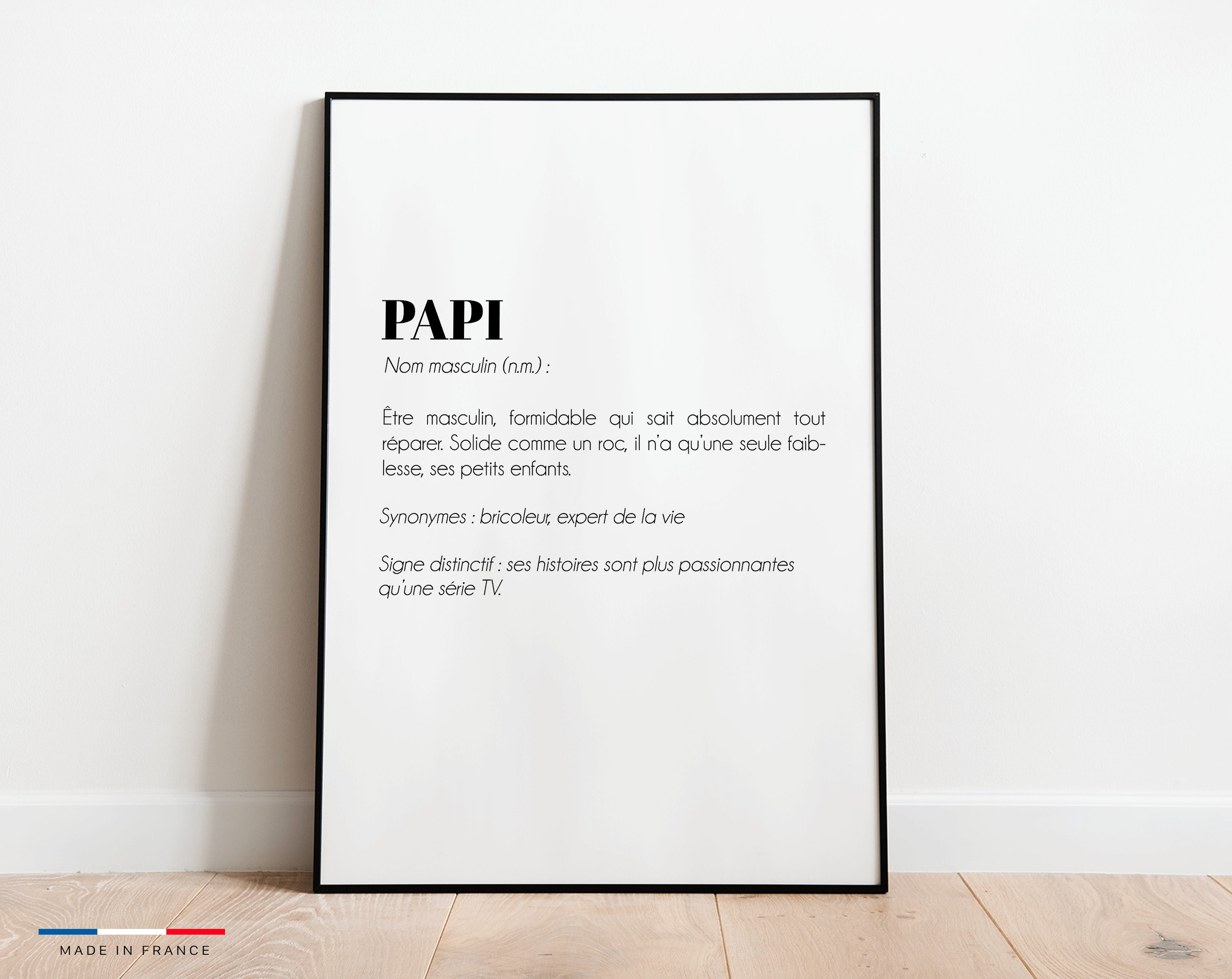 Affiche Définition Papi - Poster Idéale Pour Offrir en Cadeau de Noël à Son Grand-Père