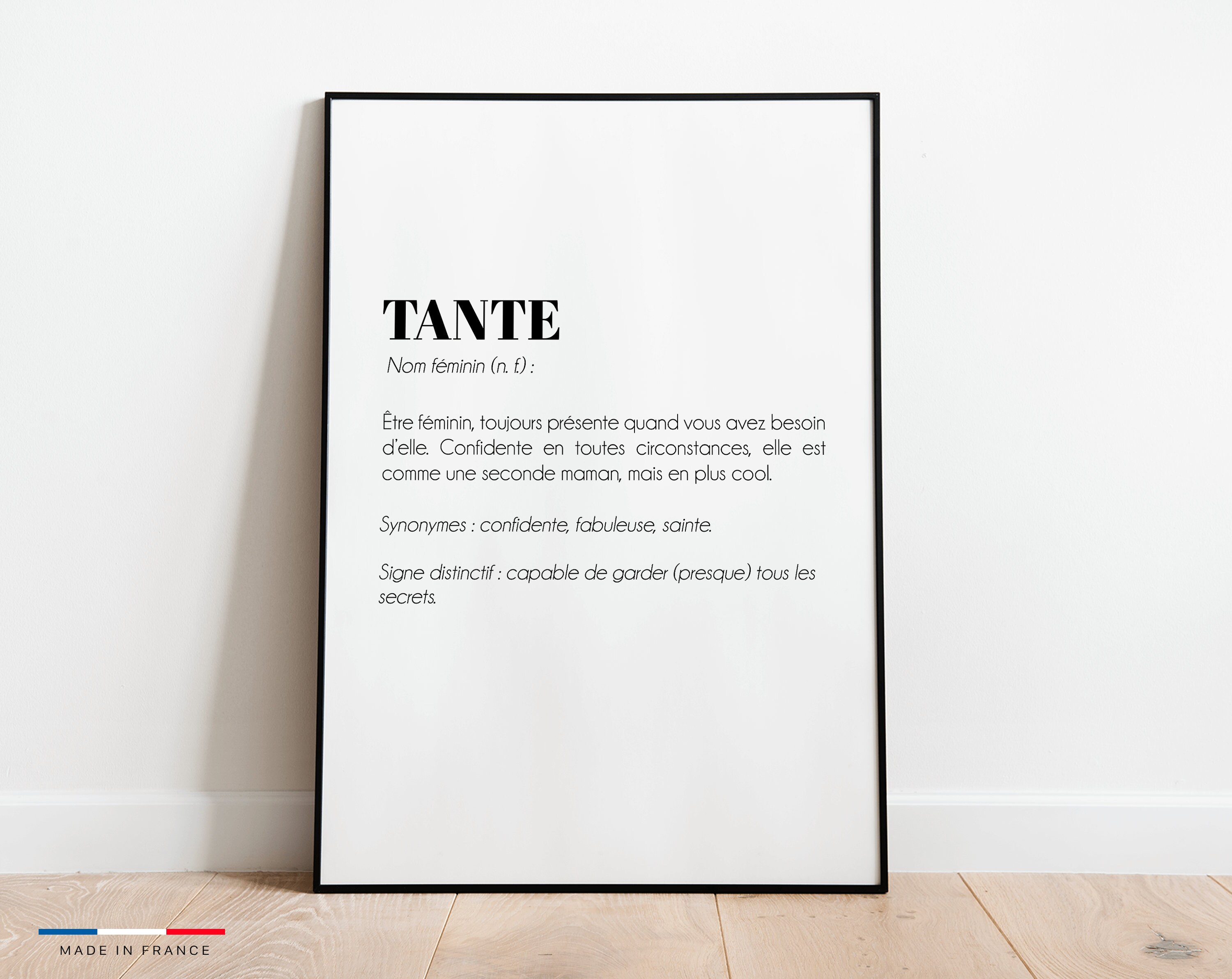 Affiche Définition Tante - Poster Idéale Pour Offrir en Cadeau de Noël à Une Tata