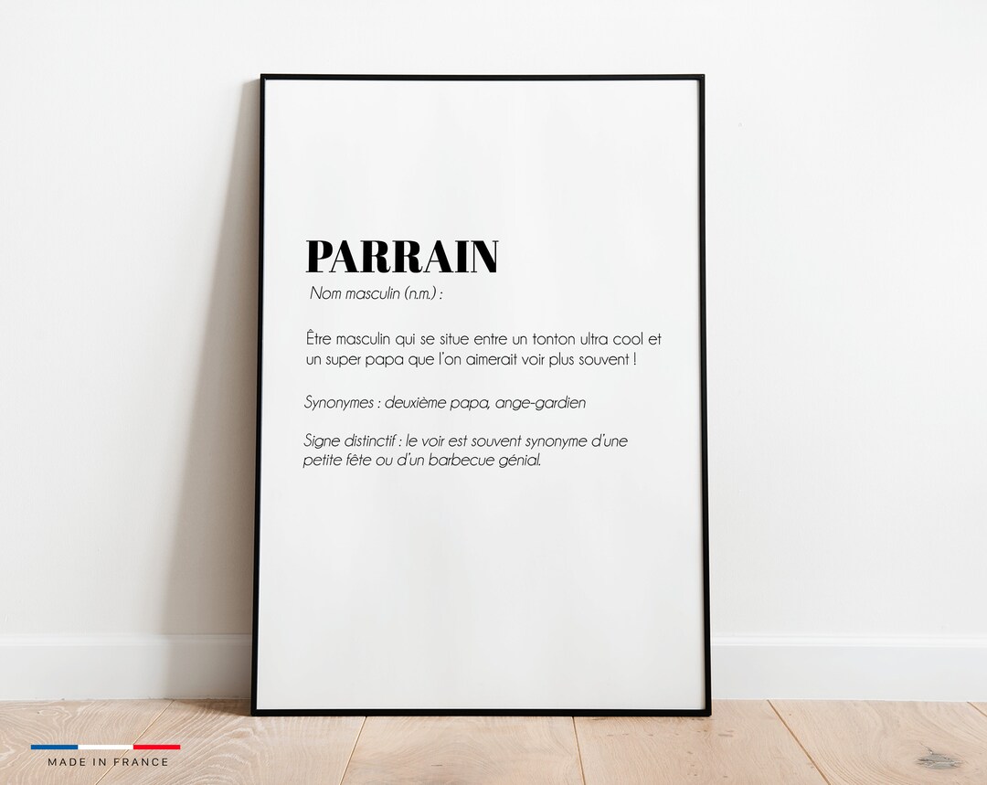 Affiche Définition Parrain Poster idéale pour offrir en Etsy France