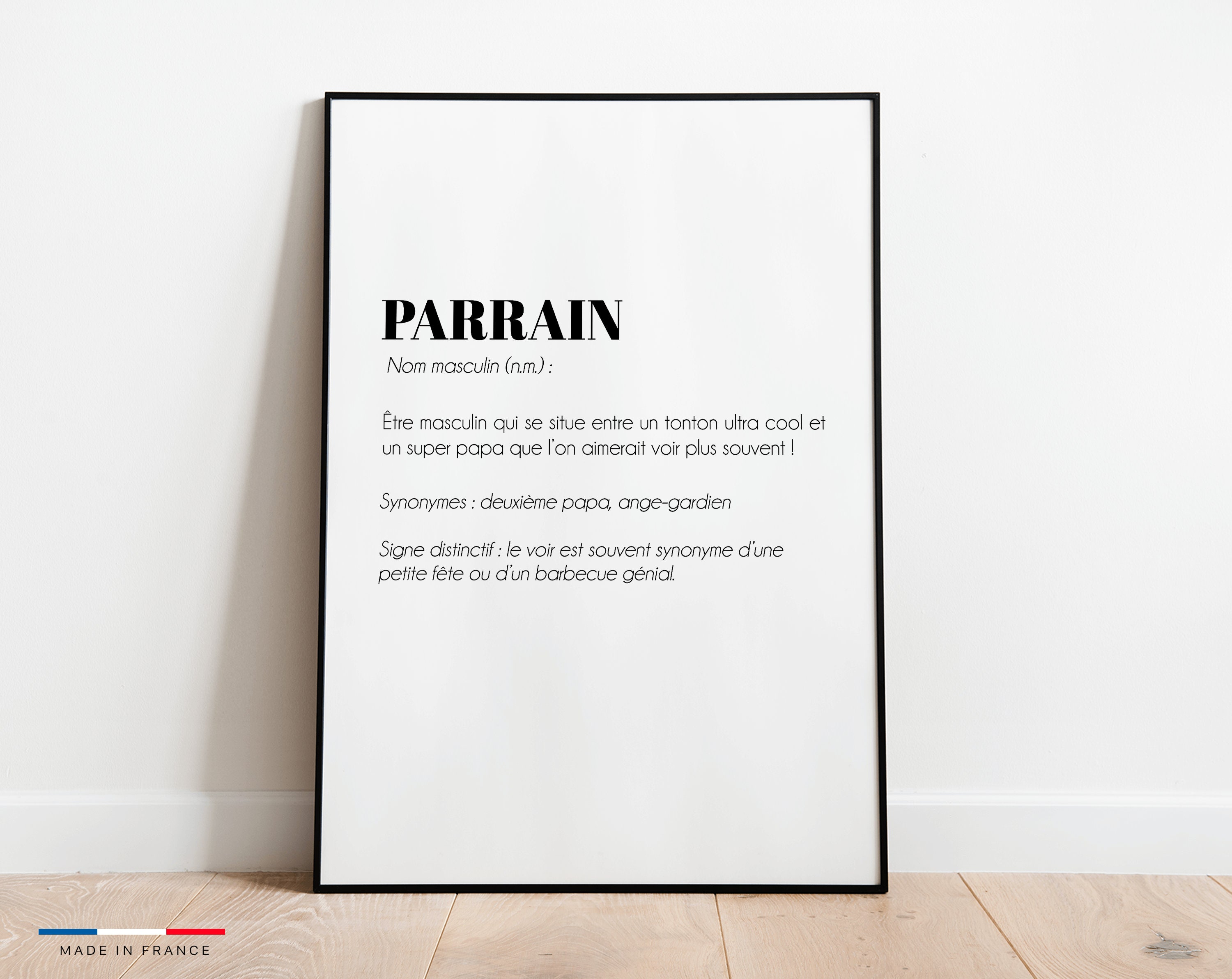 Affiche Définition Parrain - Poster Idéale Pour Offrir en Cadeau de Noël