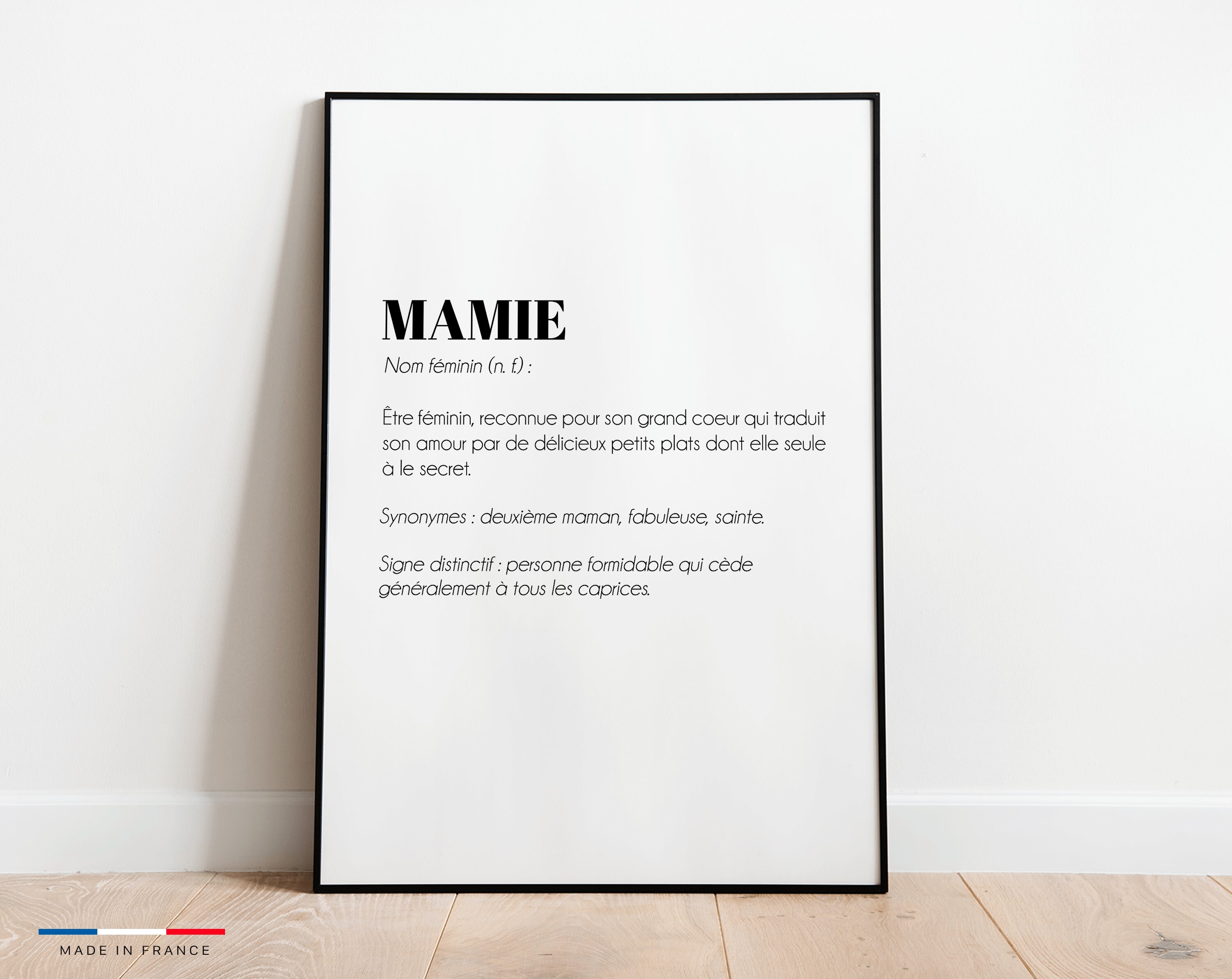 Affiche Définition Mamie - Poster Idéale Pour Offrir en Cadeau de Noël à Une Grand-Mère
