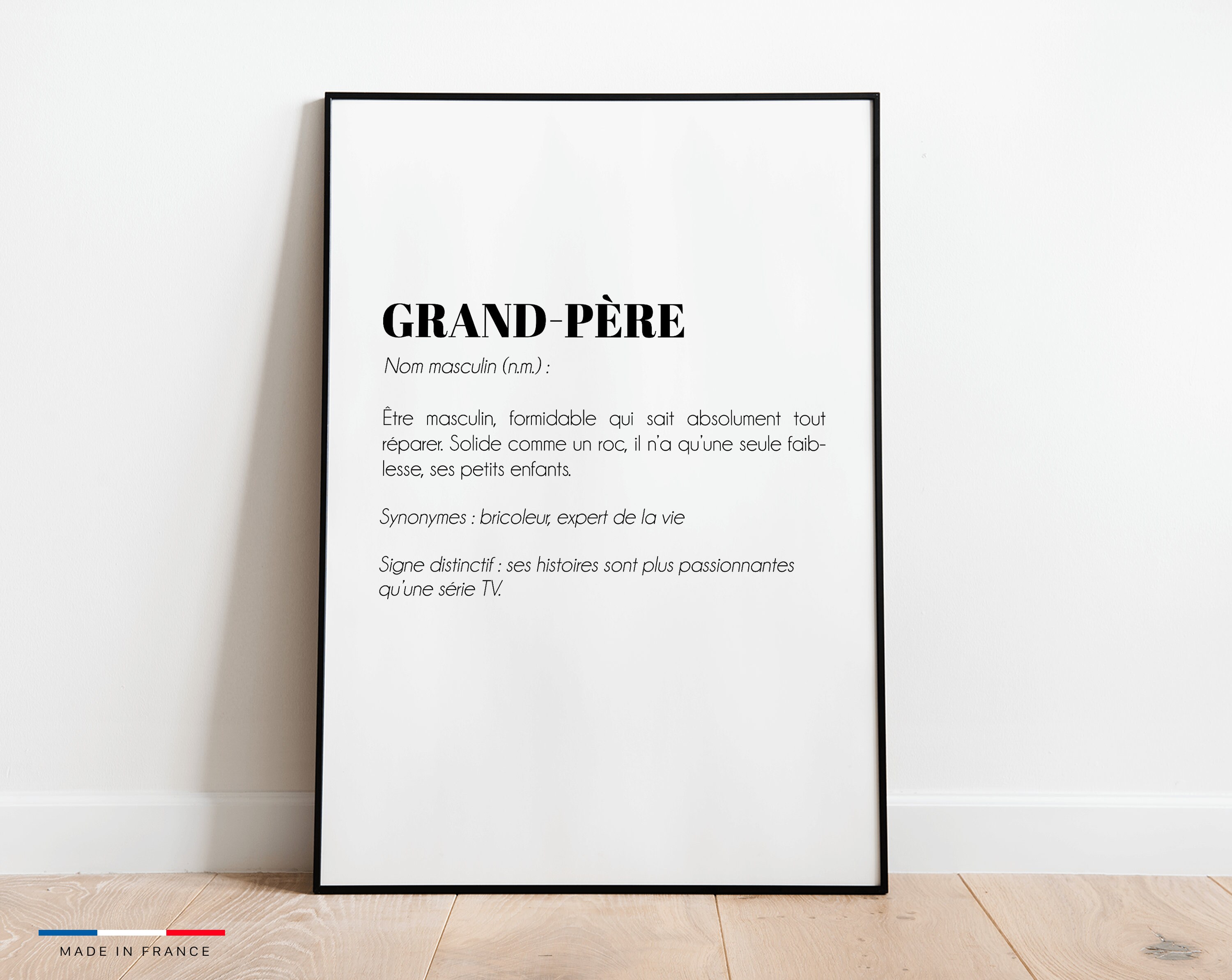 Affiche Définition Grand-Père - Poster Idéale Pour Offrir en Cadeau de Noël à Son Papi
