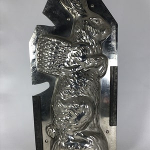Vintage Easter Bunny Rabbit with a Basket 2 part Metal Chocolate Mold 411