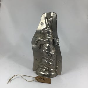 Vintage Two Part Metal Chocolate Mold of a Standing Begging Rabbit