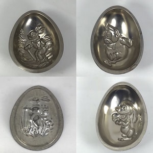 Vintage Egg Shaped Metal Chocolate Molds Set of 4 #3