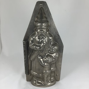Large Vintage Santa with Children two part metal chocolate mold