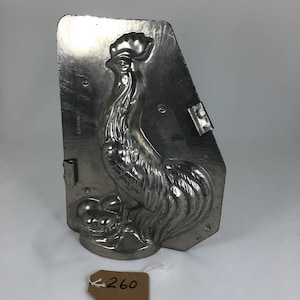 Vintage Rooster Guarding Eggs Two Part Metal Chocolate Mold