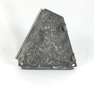 H Walter Bunnies Riding Motorcycle 2 part Metal Hinged Chocolate Mold
